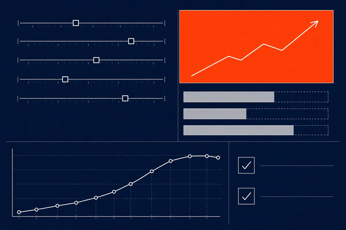 Interactive decision tool with sliders, comparison bars and an outcome chart
