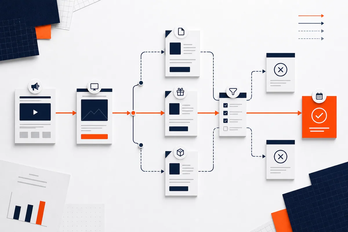 Conversion journey map connecting campaigns, offers, qualification and booked calls